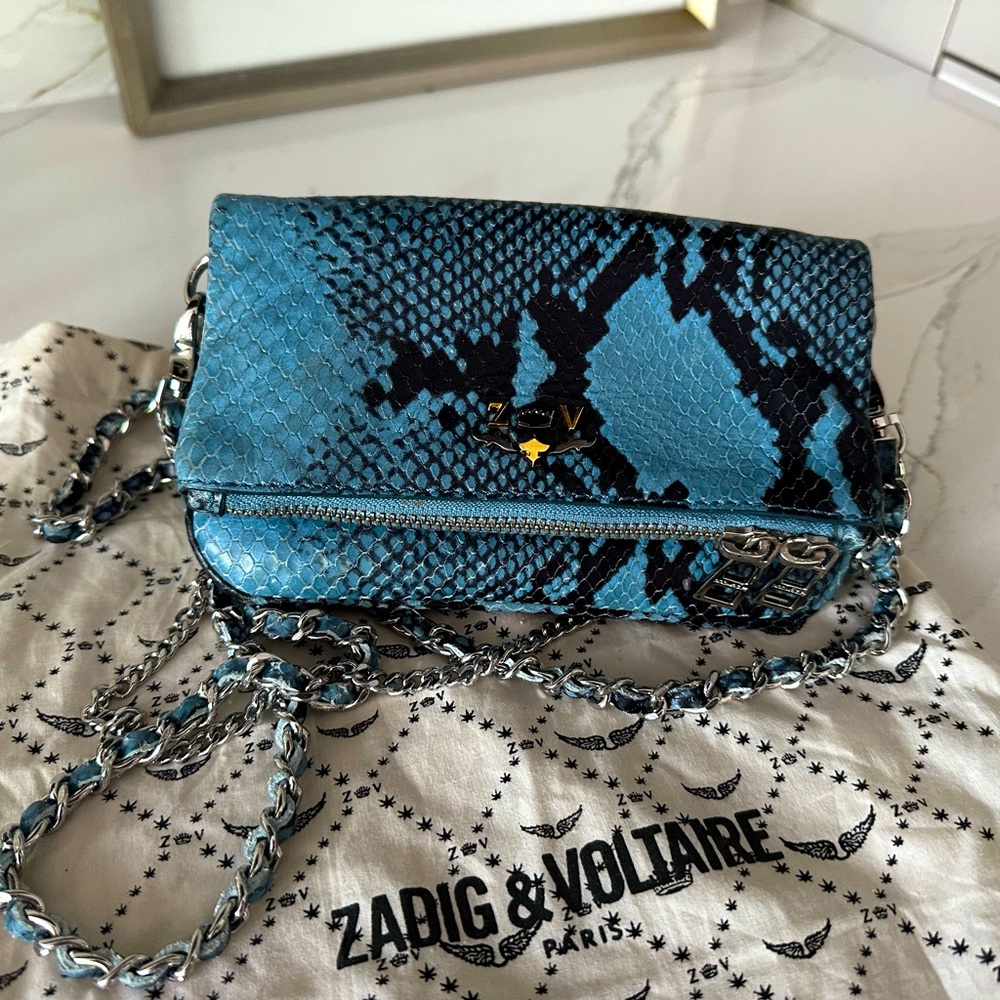 Zadig & Voltaire Rock Nano blue reptile Cross body bag